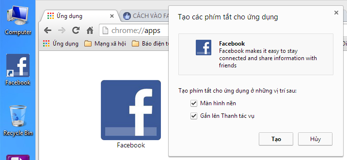 Hướng Dẫn Tạo Biểu Tượng Facebook Trên Màn Hình Máy Tính